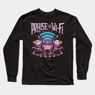 Praise the Wifi - Funny Evil Goth Cats Long Sleeve T-Shirt